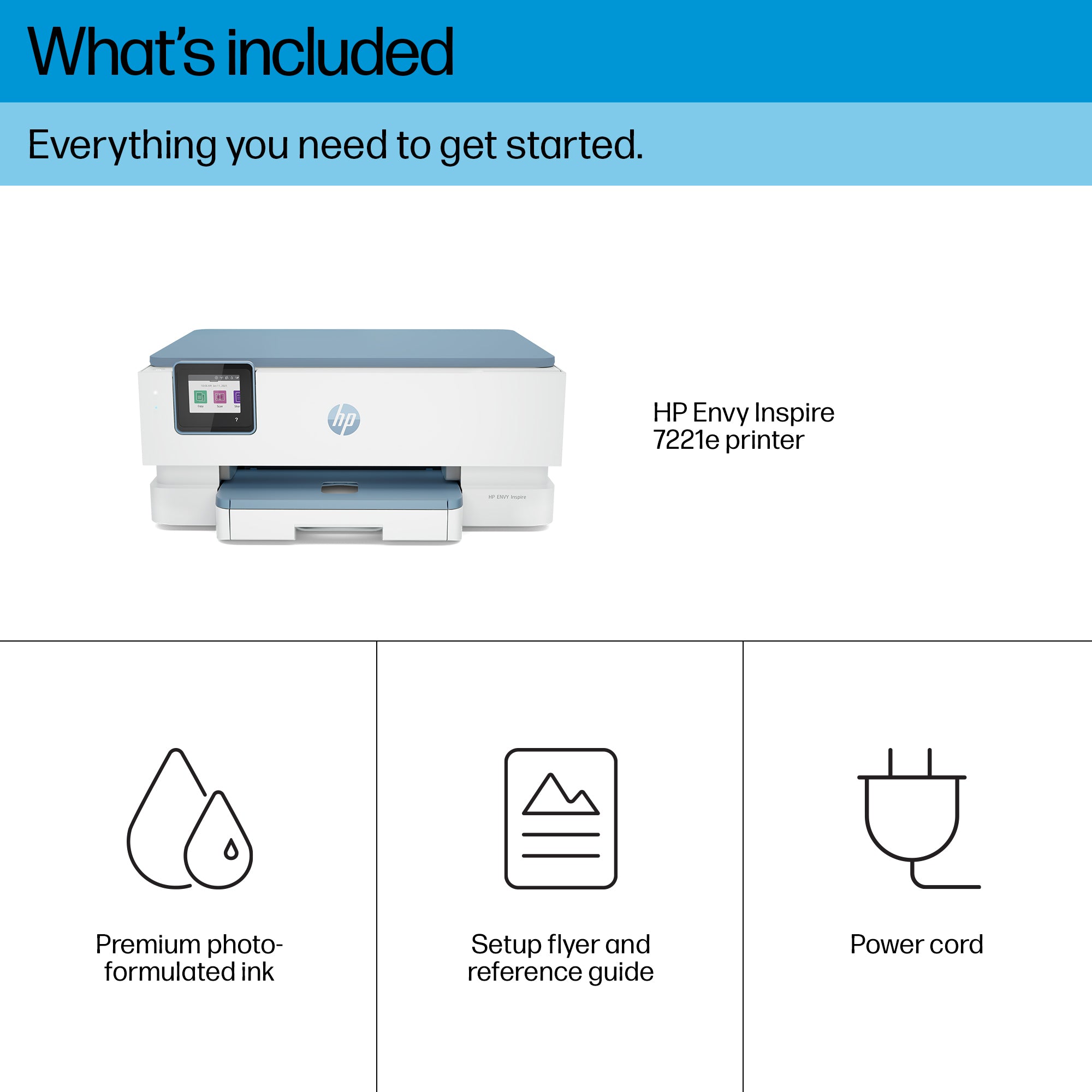 HP ENVY Inspire 7221e Wireless All-in-One Color Printer, Instant Ink; Photo printing 2H2N1B#629