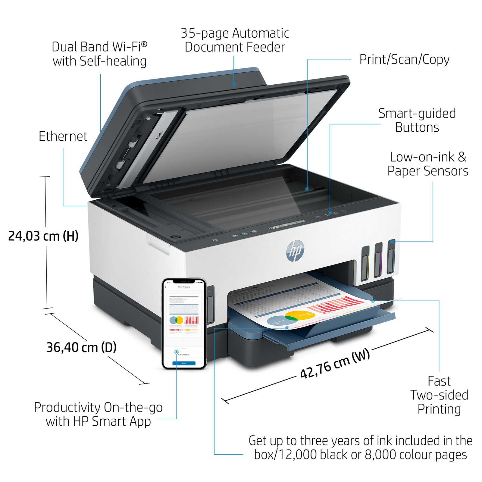 HP Smart Tank 7306 Impresora Multifunción con 3 años de tinta