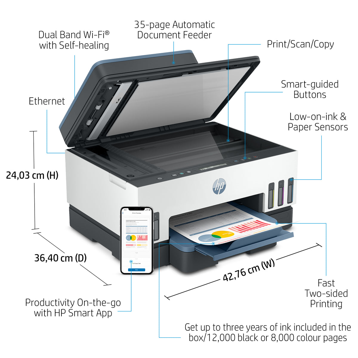 HP Smart Tank 7306 Impresora Multifunción con 3 años de tinta