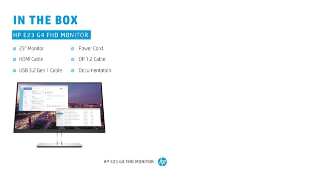 HP E-Series E23 G4 FHD Monitor computer monitor 58,4 cm (23") 1920 x 1080 Pixels Full HD LCD Zwart, Zilver 9VF96AA#ABB
