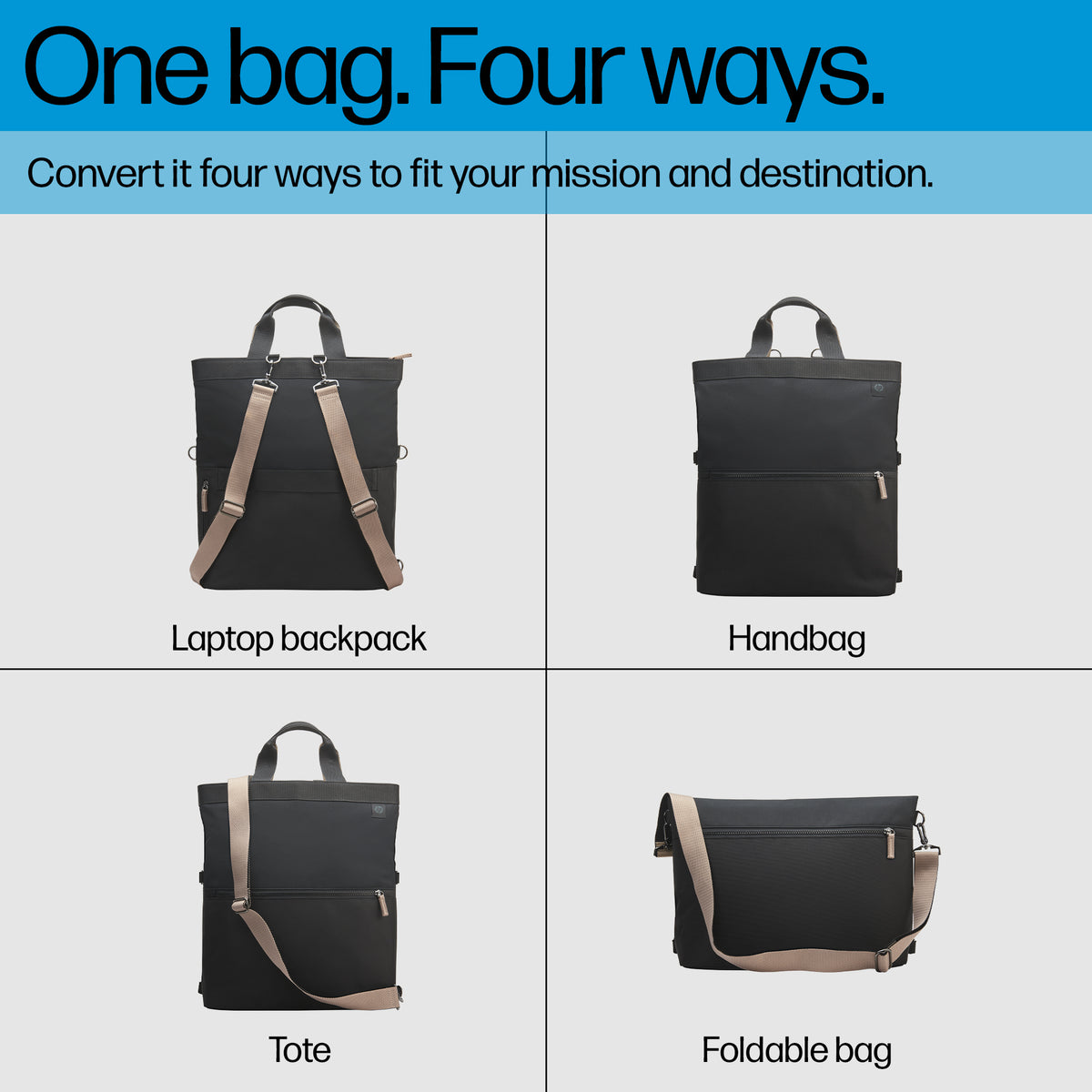 Mochila bolso convertible para portátil HP de 14 pulgadas 9C2H1AA