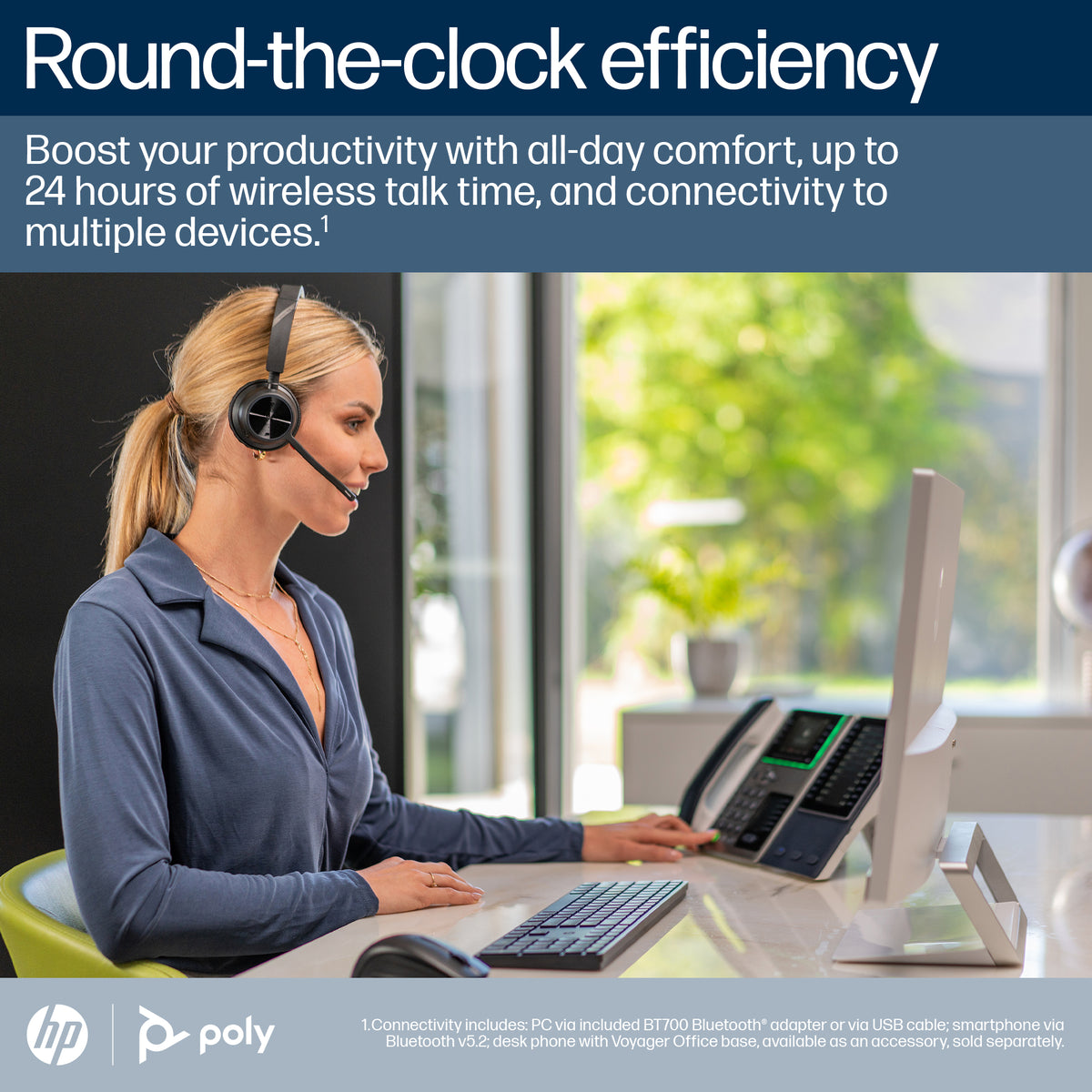 HP Poly Voyager 4310-M Microsoft Teams Certified Auriculares USB-C + dongle BT700 + base de carga 77Y97AA