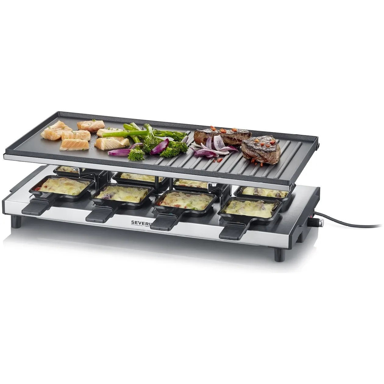 Severin Raclettgrill con recubrimiento indicador de luz sin palanca 8 PANS RG2375
