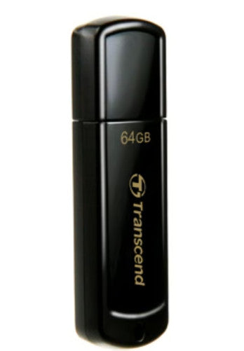 Memoria USB 2.0 TRANSCEND de 64 GB, negra clásica TS64GJF350