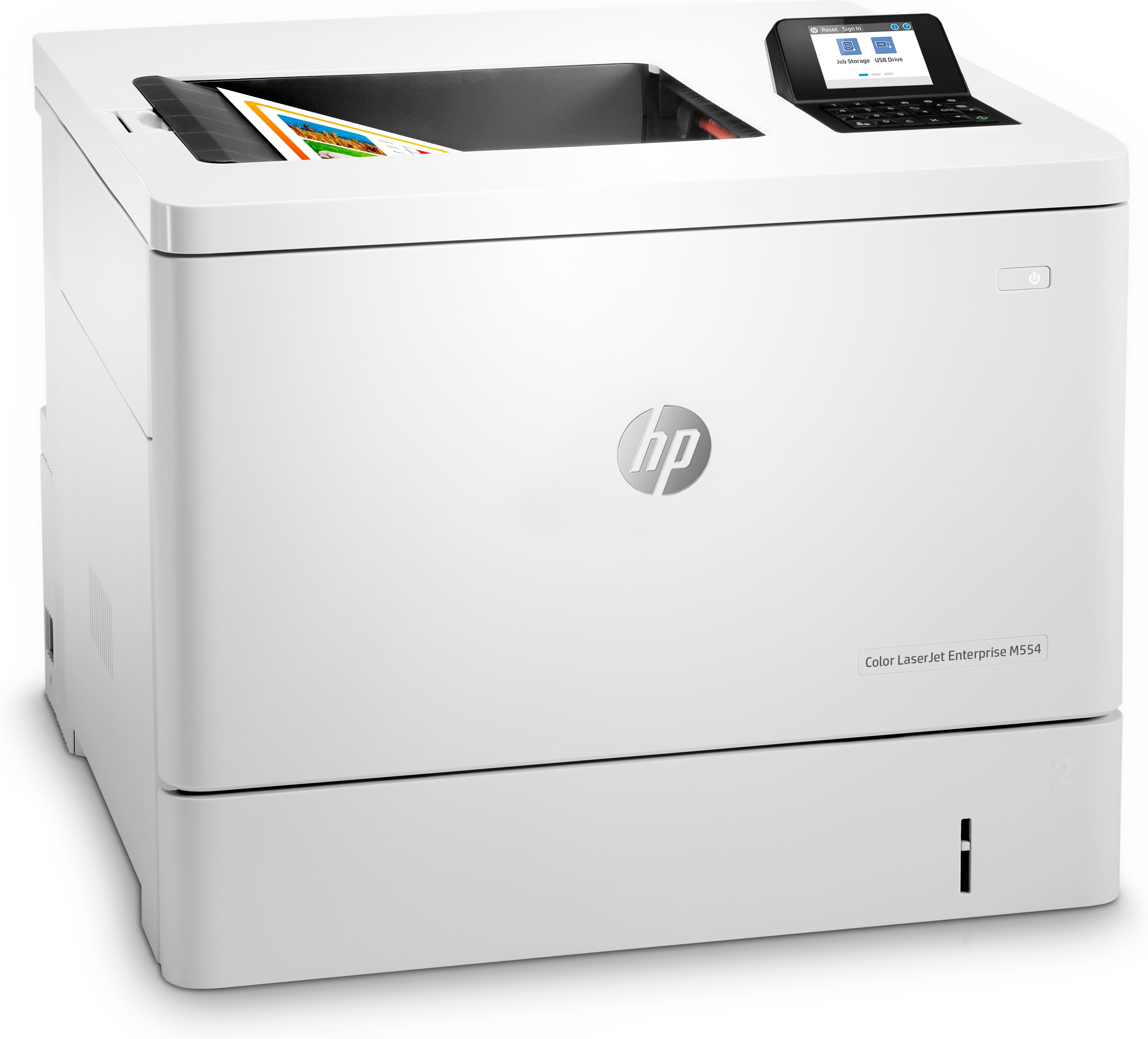 HP Color LaserJet Enterprise M554DN Impresora, color, impresora para impresión, impresión a través del puerto USB en la parte delantera; De doble lidera