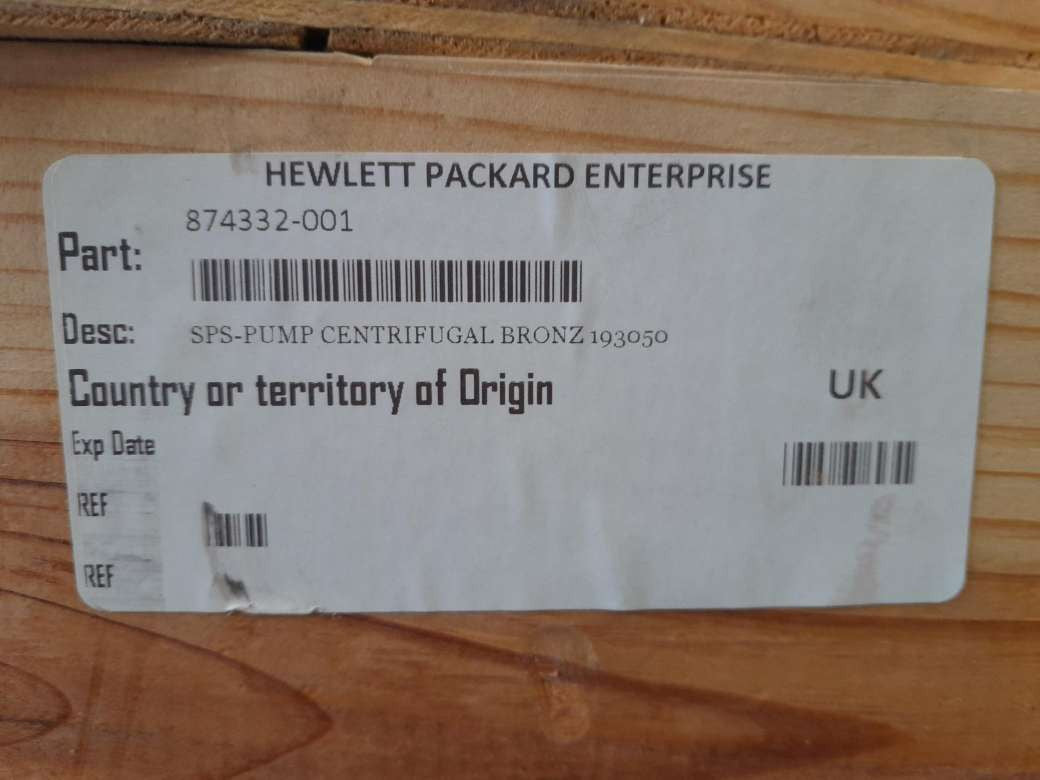 HP Centrifugal Bronce 193050 189688 Scot Pomp + Motor 36G687S040G1 874332-001