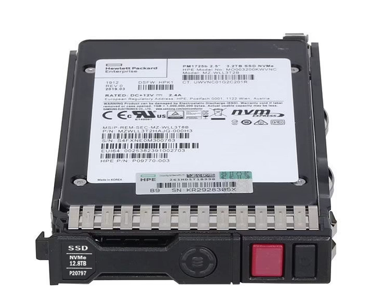 HPE SPS-DRV SSD 12.8TB NVME DP MU BC TAA P31542-001