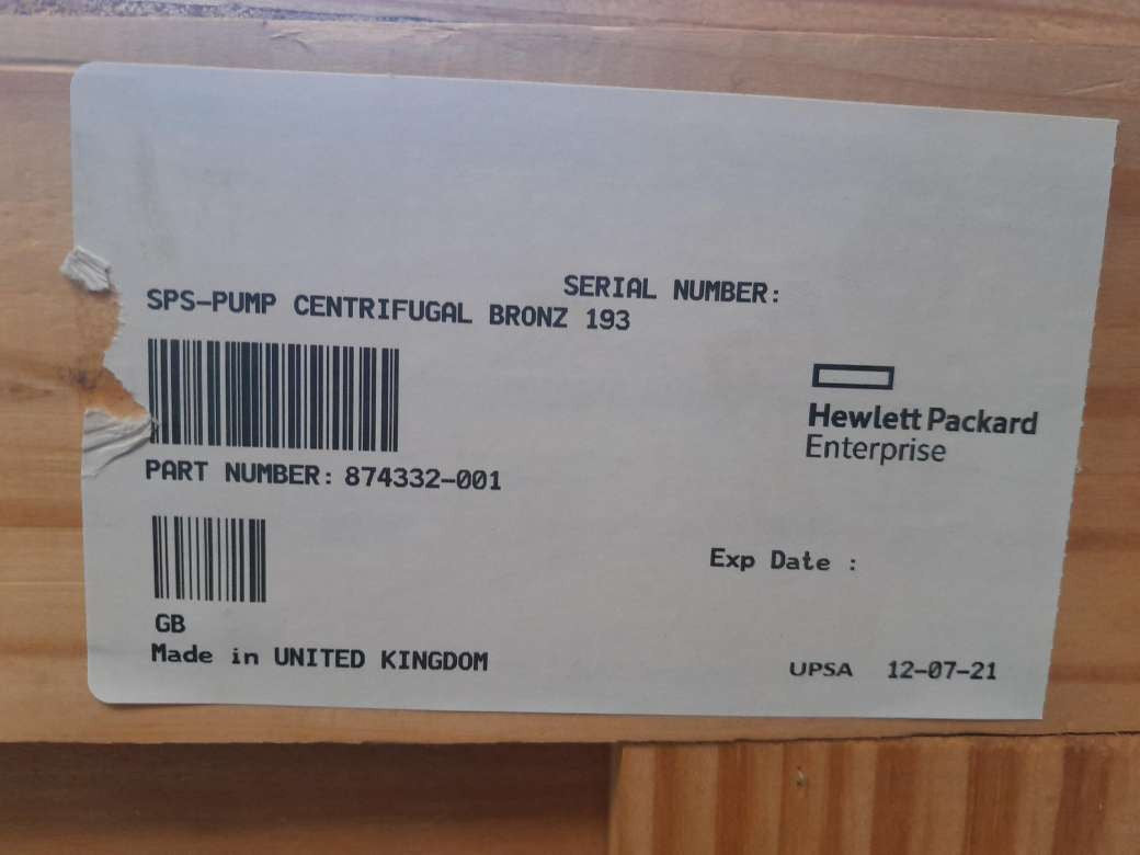 HP Centrifugal Bronce 193050 189688 Scot Pomp + Motor 36G687S040G1 874332-001