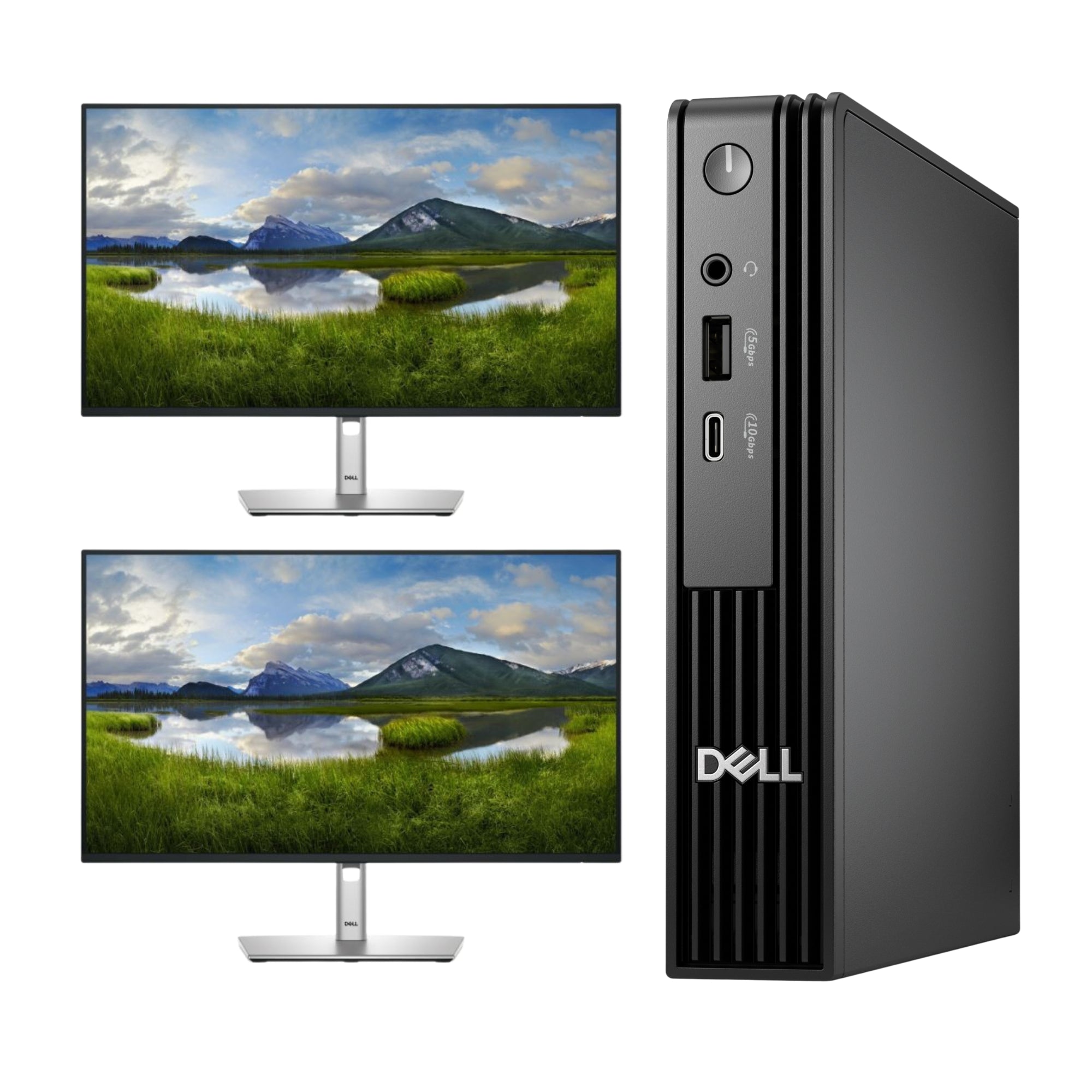 Dell Pro Micro QCM1250 i5-14500T 16GB 512GB SSD + 2x 27" Monitor