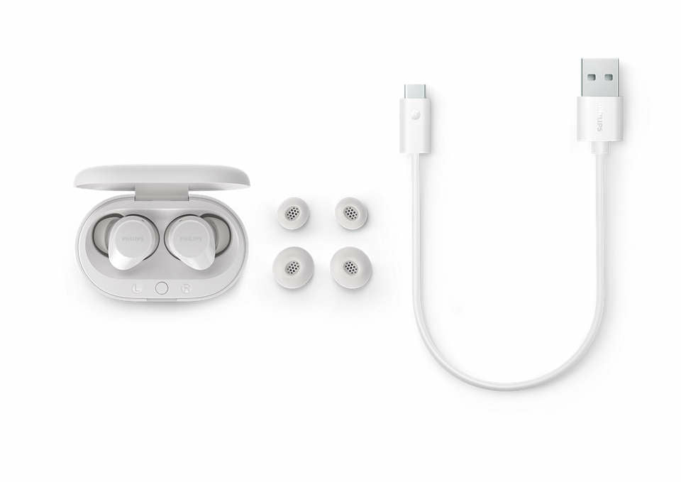 Philips TAT1209WT/00 hoofdtelefoon/headset True Wireless Stereo (TWS) In-ear Oproepen/muziek Bluetooth Wit