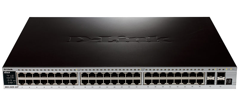 D-Link DGS-3420-52P Network Switch Managed L2 Power Over Ethernet (POE) Negro