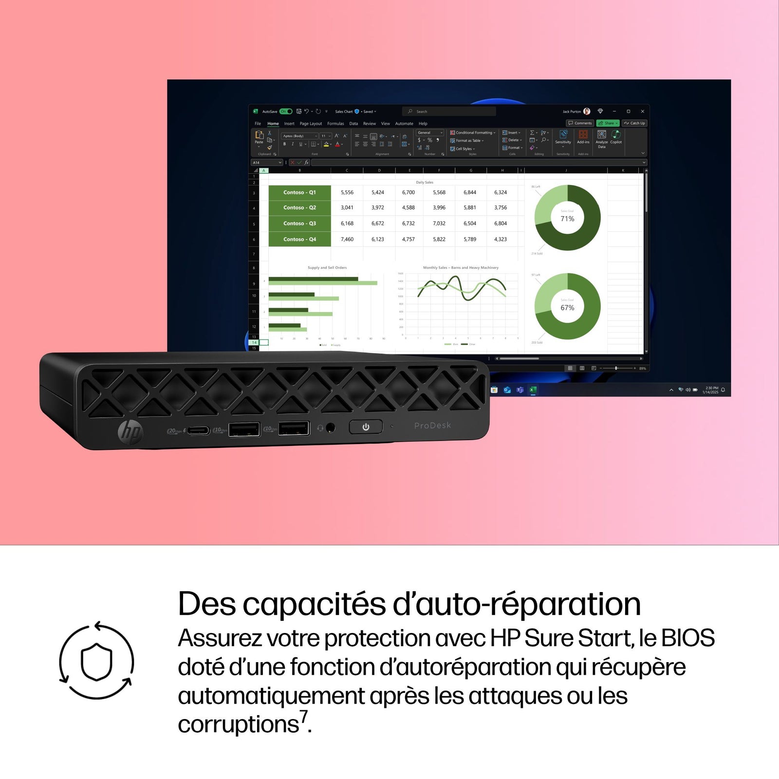 HP ProDesk 4 Mini G1i U5 225T 32GB 1TB AZERTY Black
