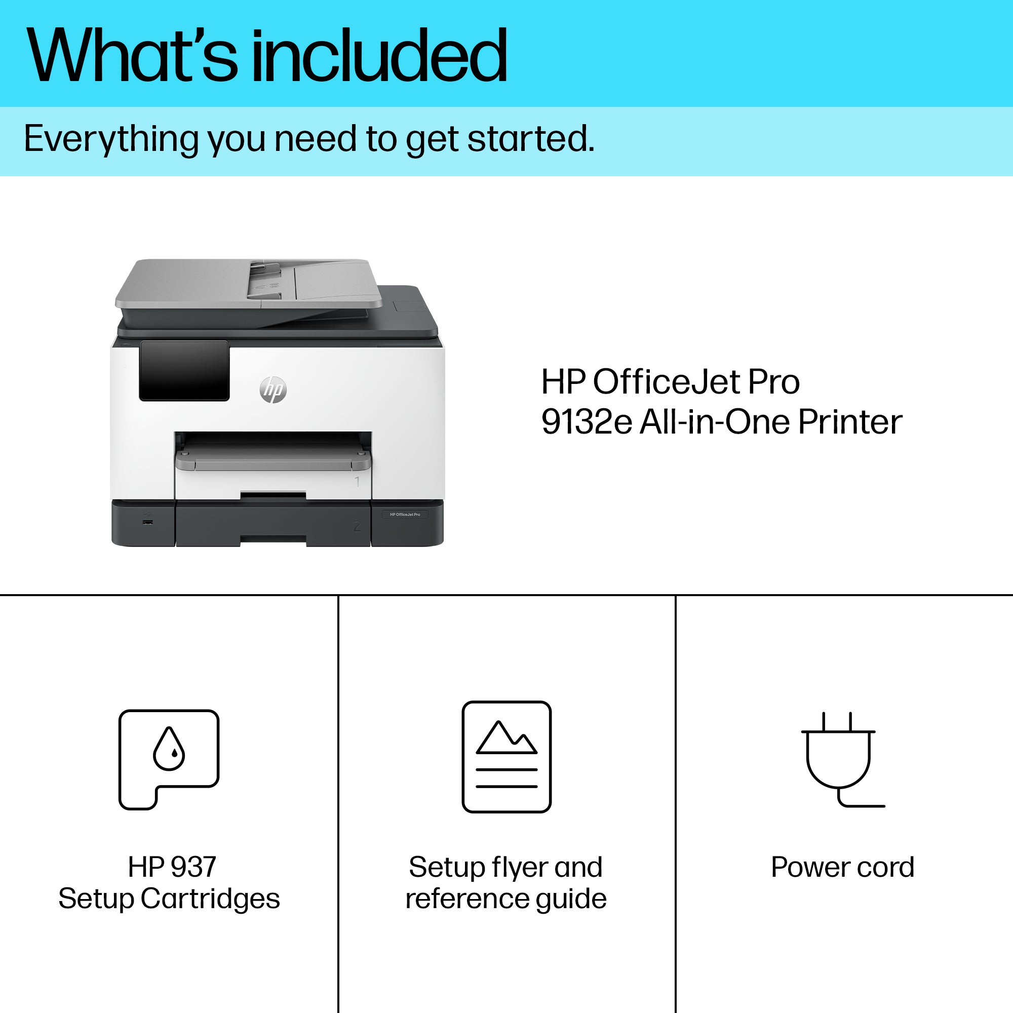 HP OfficeJet Pro 9132e Wireless All-in-One Color Printer, Instant Ink; Two-sided printing 404M5B#629