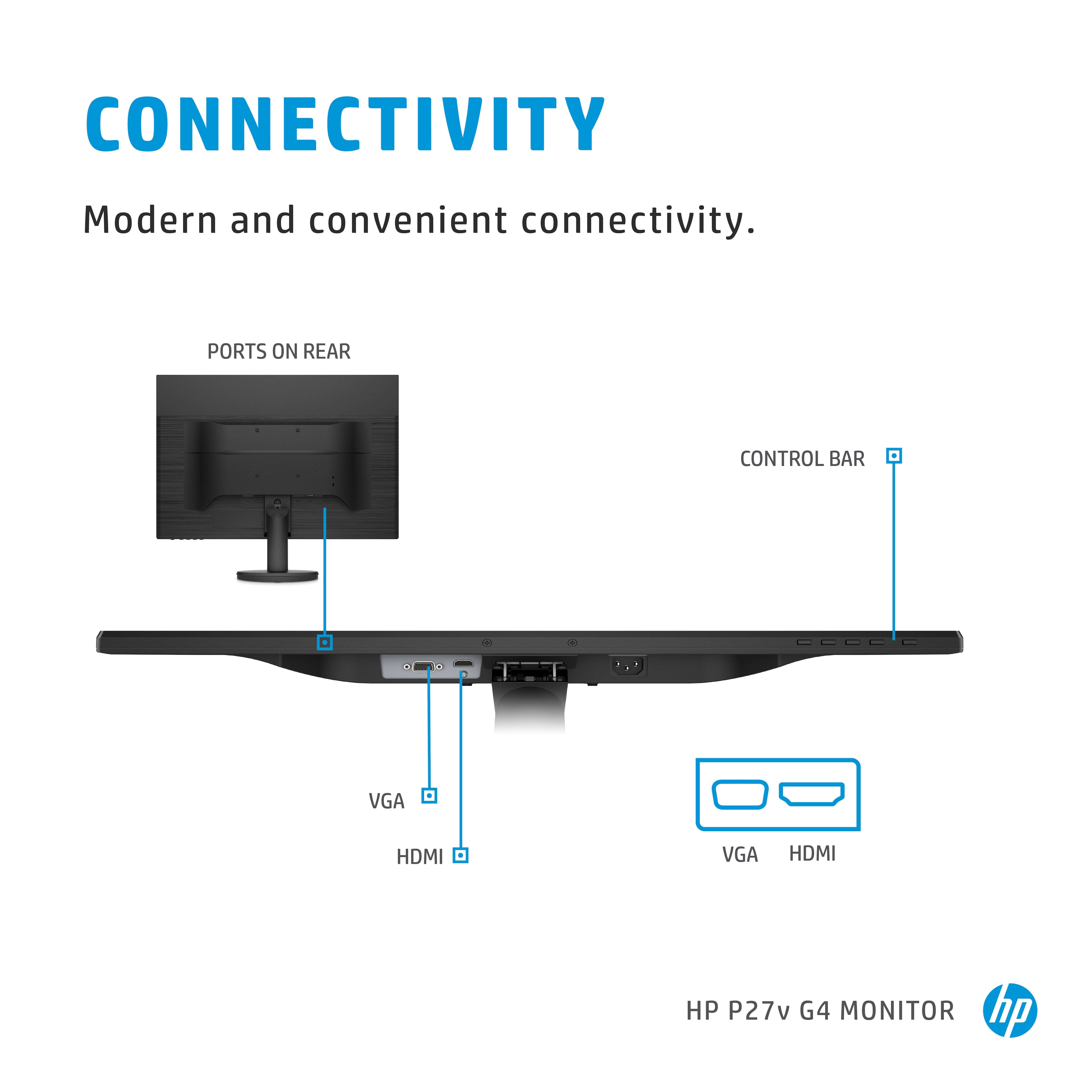 HP P27V G4 Computer Monitor 68.6 cm (27 ") 1920 x 1080 píxeles Full HD LCD Black