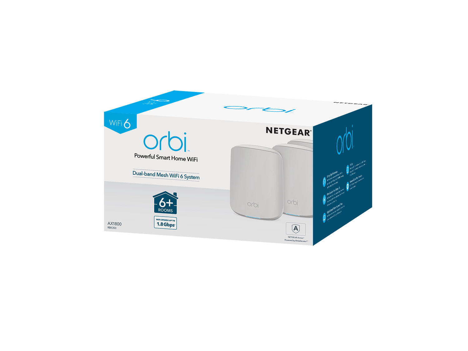 NETGEAR Orbi RBK353 AX1800 WiFi 6 Dual-band Mesh System RBK353-100EUS