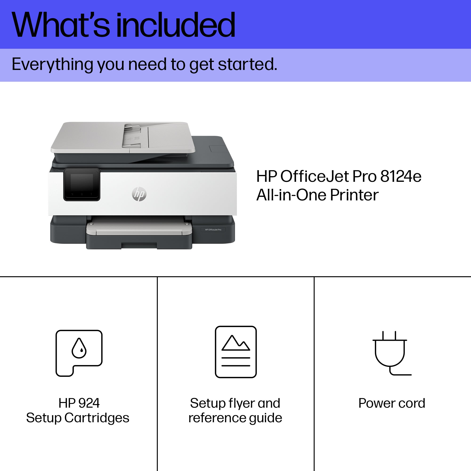 HP OfficeJet Pro 8124e Draadloos All-in-One Kleur Printer, Instant Ink; Dubbelzijdig printen 405U7B#687