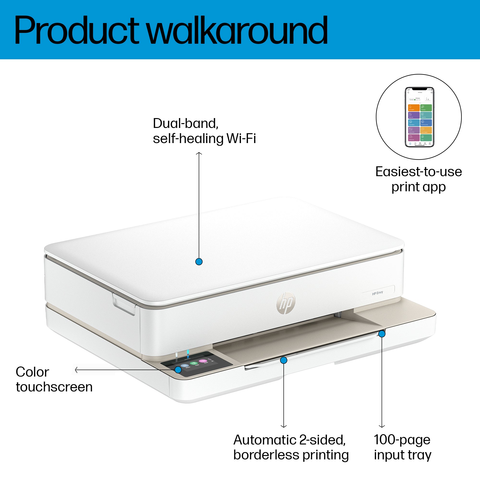 HP ENVY 6120e Wireless All-in-One Kleur Printer, Instant Ink; Foto's printen