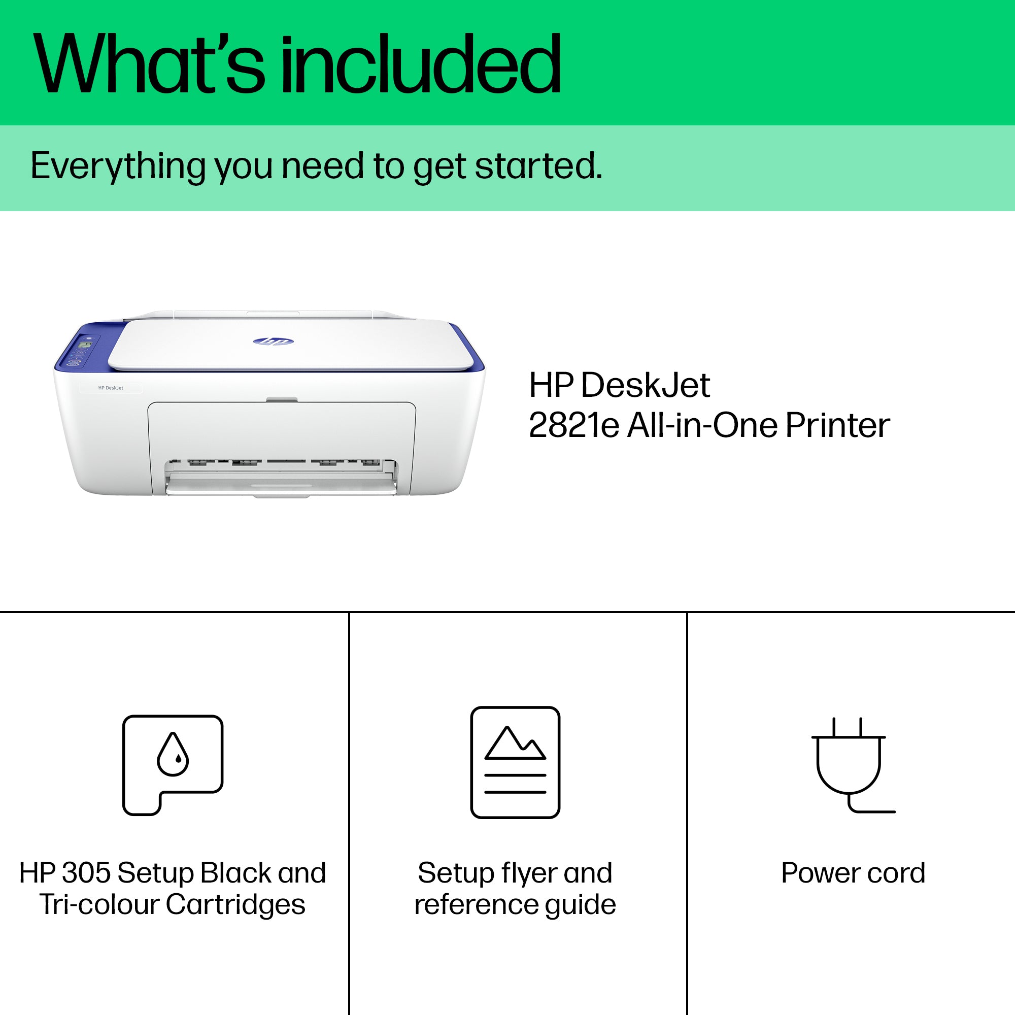 HP DeskJet 2821e Draadloos All-in-One Kleur Printer, Instant Ink; Kopieerapparaat, scanner 588Q2B#629