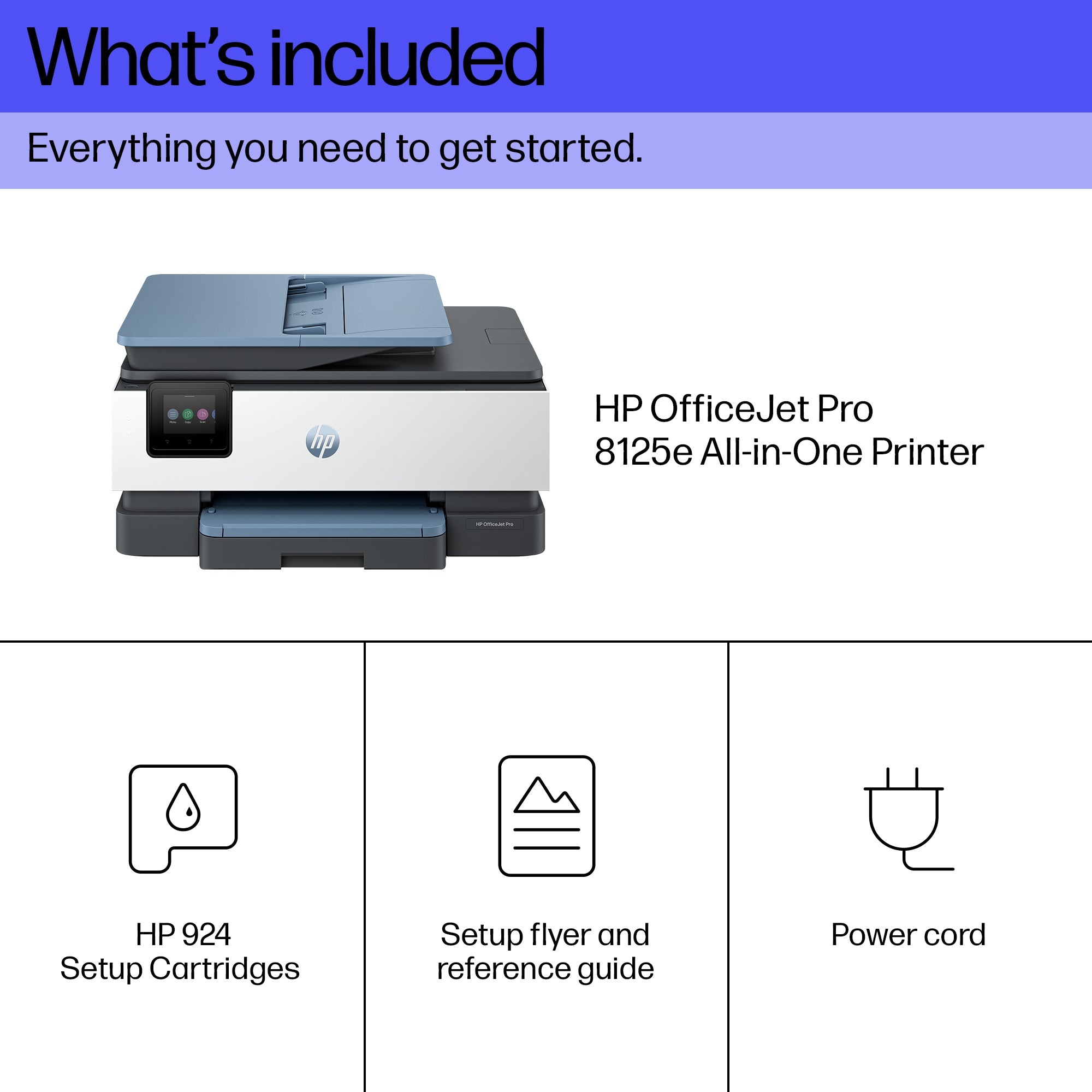 HP OfficeJet Pro 8125e Wireless All-in-One Color Printer, Instant Ink; Two-sided printing 405U8B#687