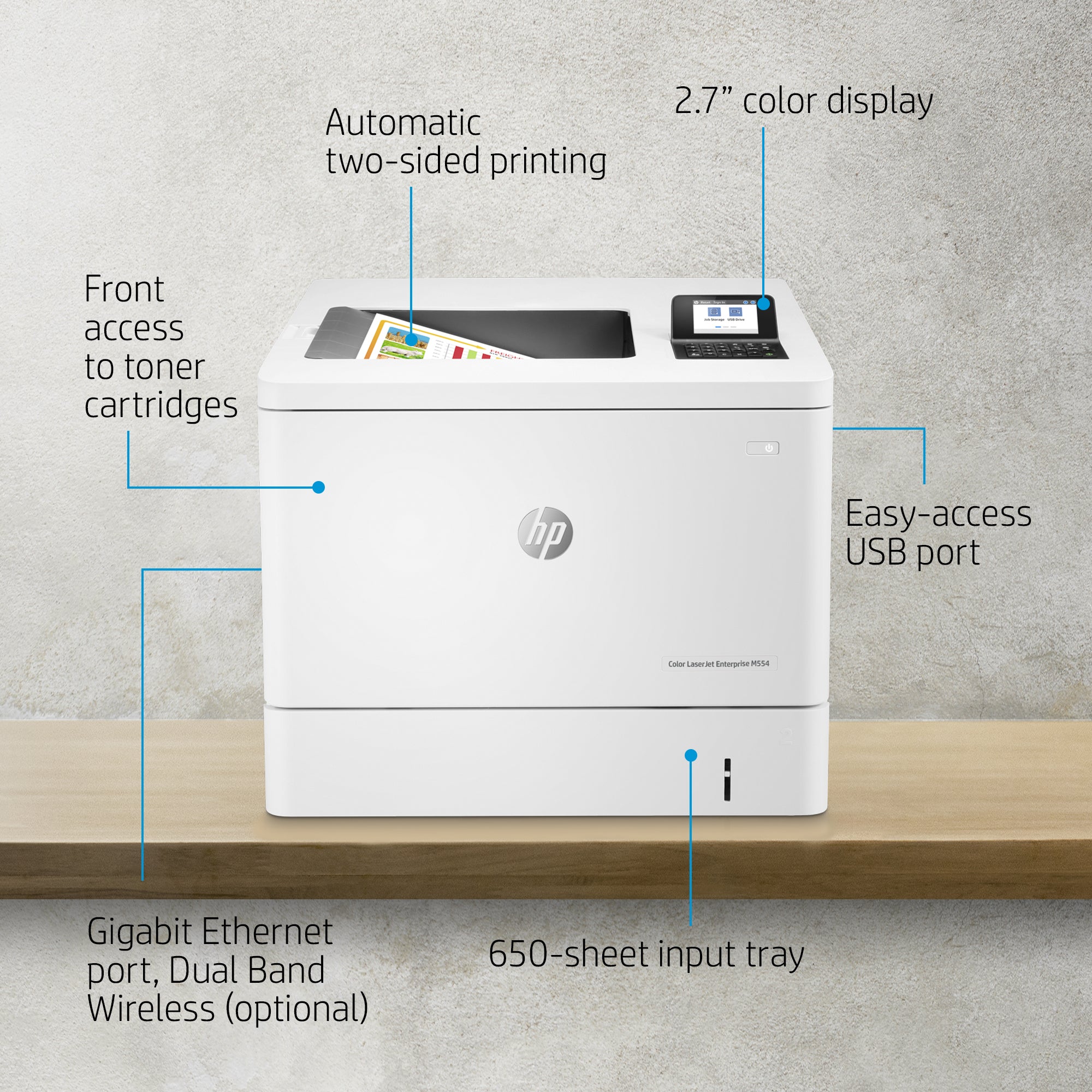 Impresora HP Color LaserJet Enterprise M554DN