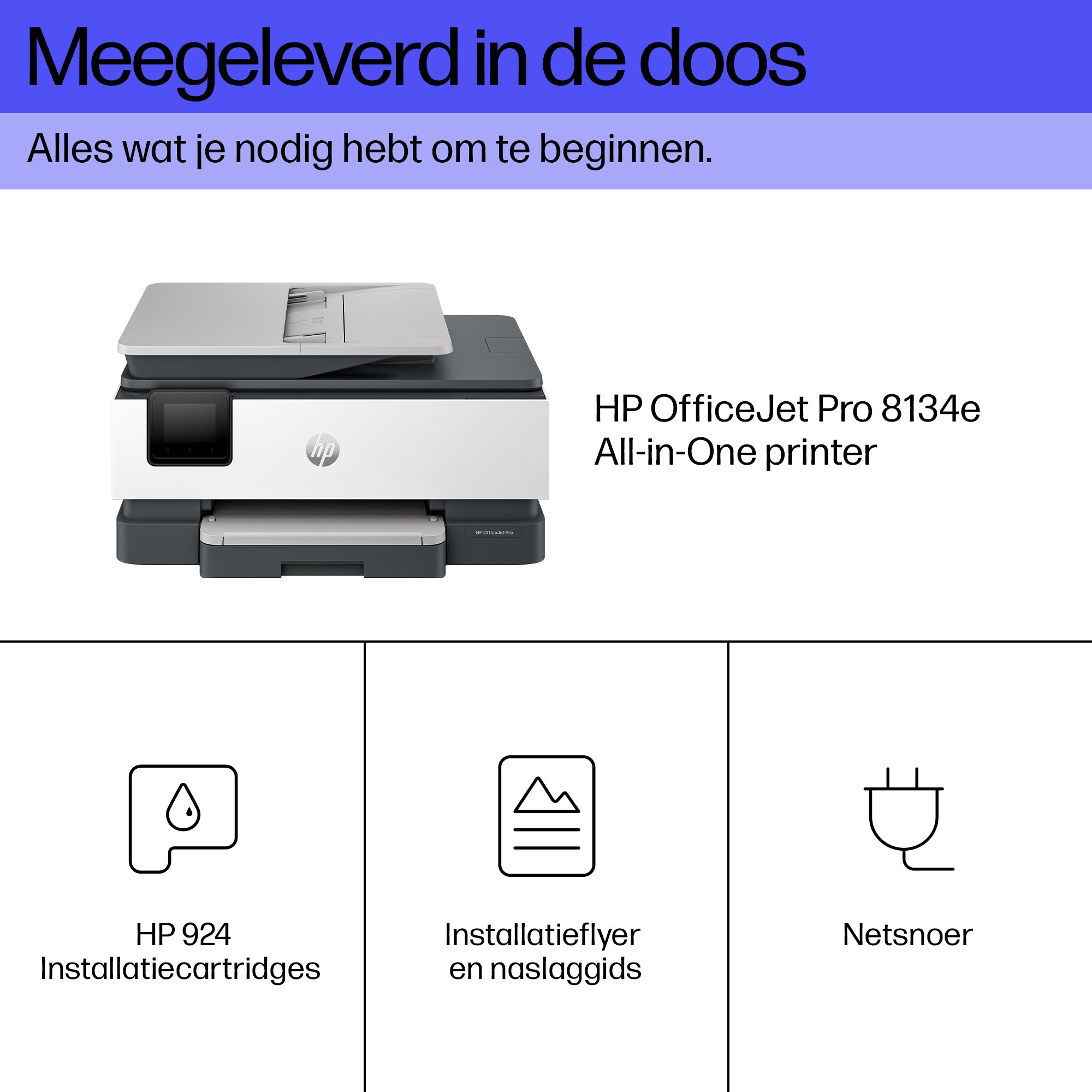 HP OfficeJet Pro 8134e Draadloos All-in-One Kleur Printer, Instant Ink; Dubbelzijdig printen 40Q46B#629
