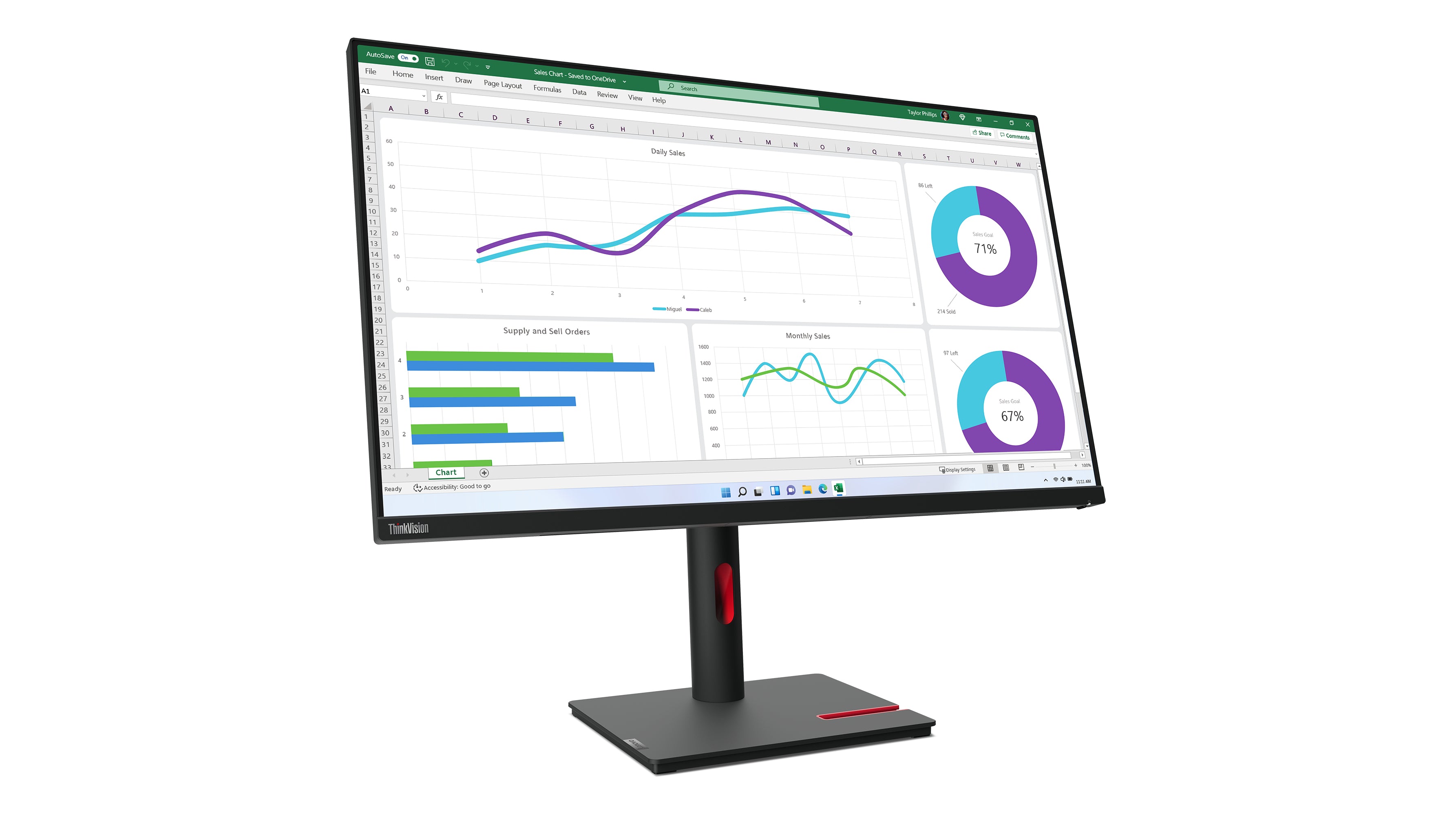 Lenovo ThinkVision T32h-30 LED display 80 cm (31.5") 2560 x 1440 pixels Quad HD Black 63D3GAT1EU