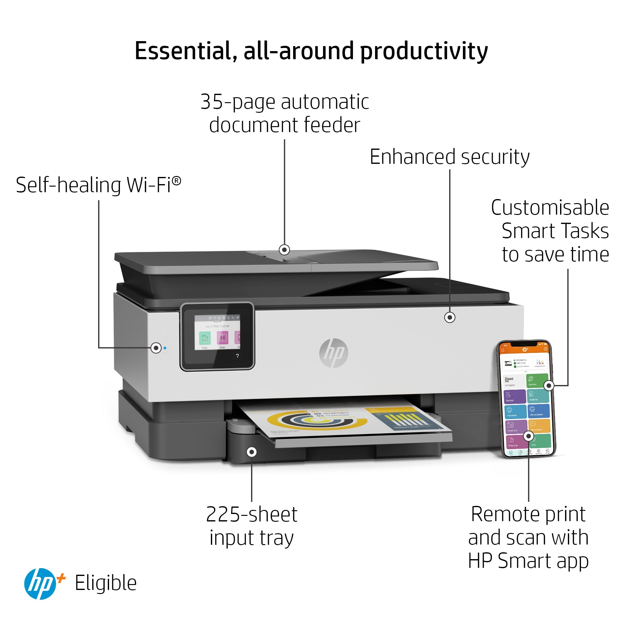 HP OfficeJet Pro 8024e Draadloos All - in - One Kleur Printer, Instant Ink; Dubbelzijdig printen 229W8B629 - Compridis