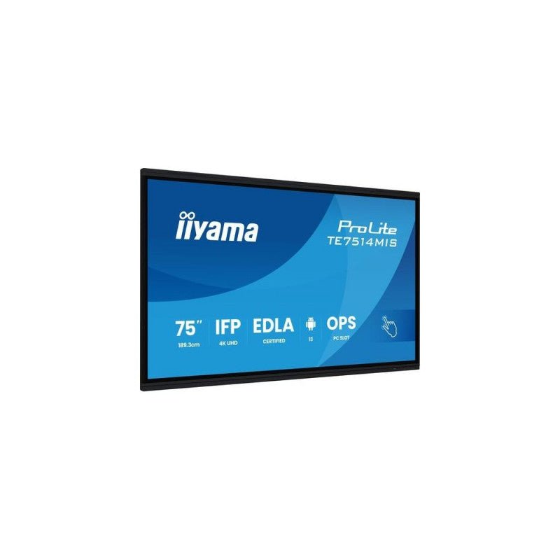 iiyama PROLITE TE7514MIS - B2AG Kiosk - ontwerp 190,5 cm (75") LCD Wifi 435 cd/m² 4K Ultra HD Zwart Touchscreen Type processor Android 24/7 TE7514MIS - B2AG - Compridis
