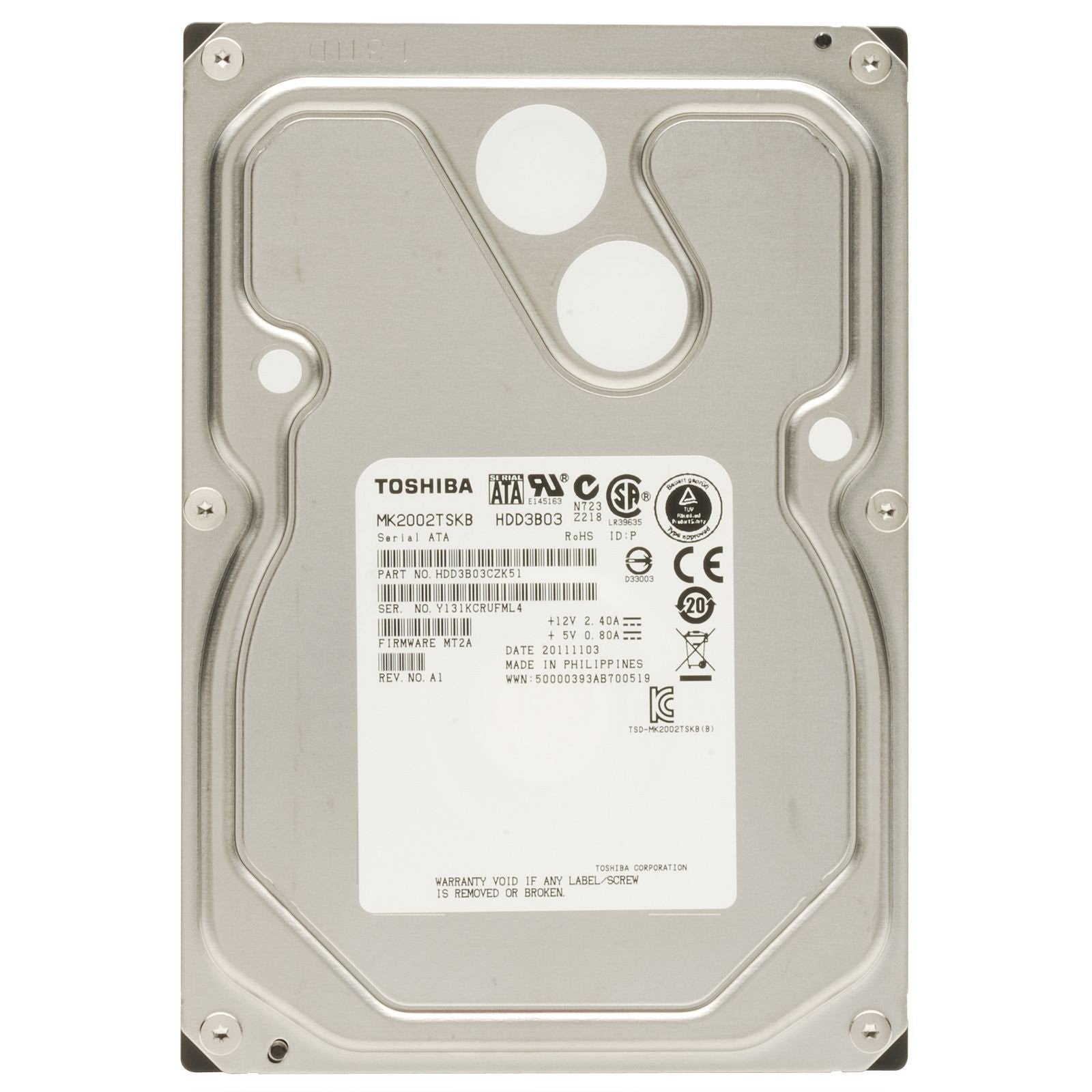 TOSHIBA MK2002TSKB 2TB HDD3B03CZK51