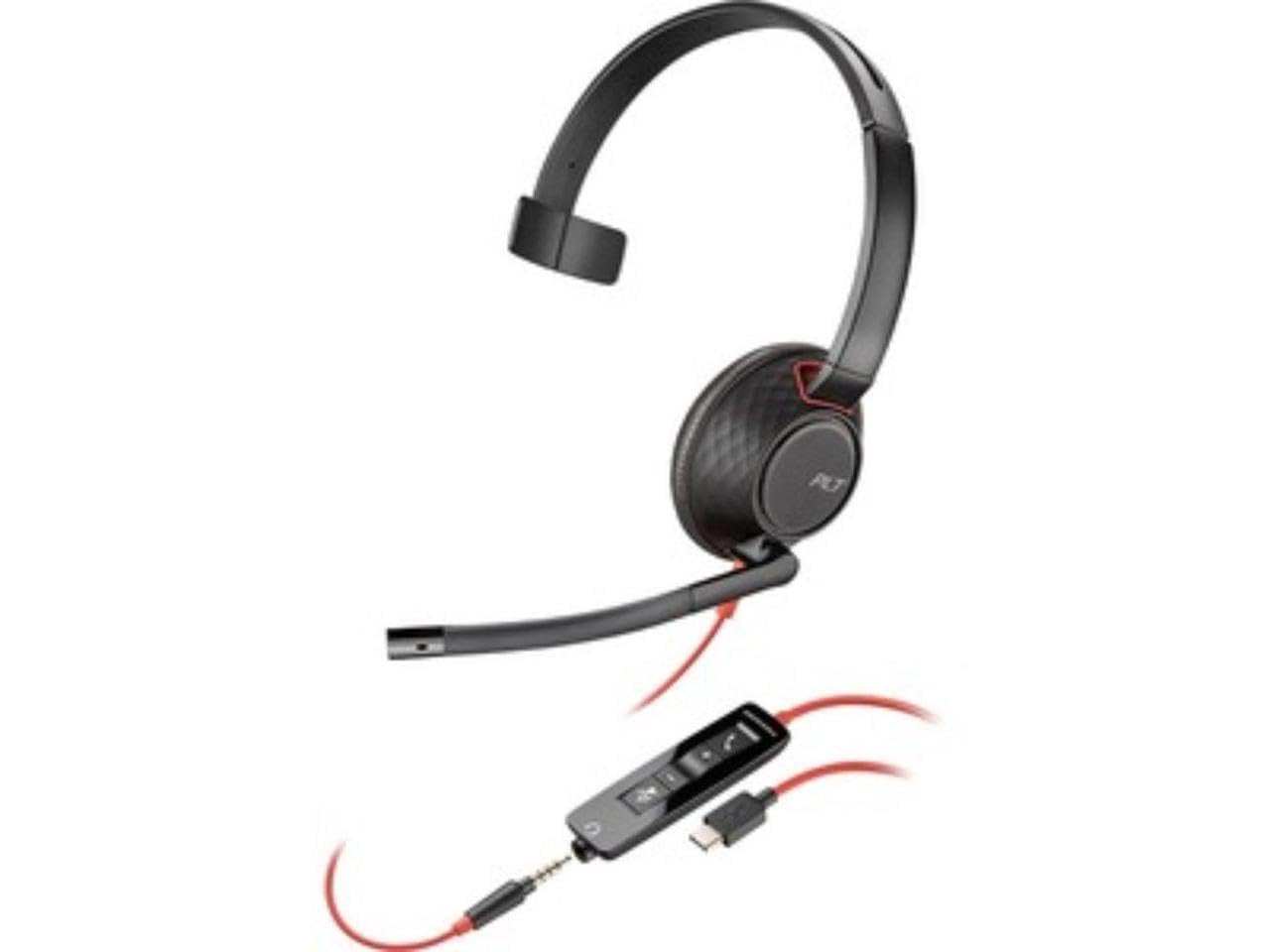 Poly Blackwire 5210 Headset Bedraad Hoofdband Oproepen/muziek USB Type-A Zwart, Rood 207577-03