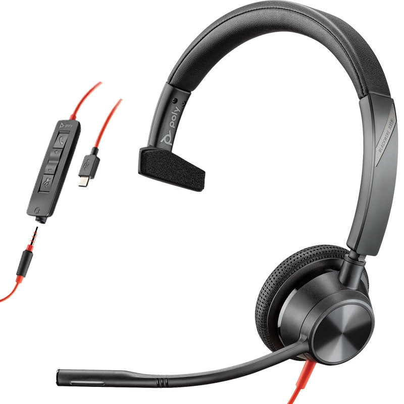 Poly Blackwire 3315 Headset Bedraad Hoofdband Kantoor/callcenter USB Type-A Zwart