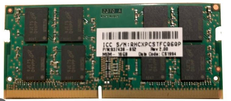 HP Memoria Sodimm 16GB 2666MHz 1.2V DDR4 937438-852