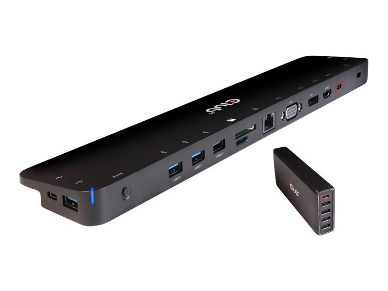 CLUB3D Club 3D USB Type-C Dockingstation – Verbind 3 Schermen & Laad Je Laptop Snel met 100W + Gratis charger inbegrepen
