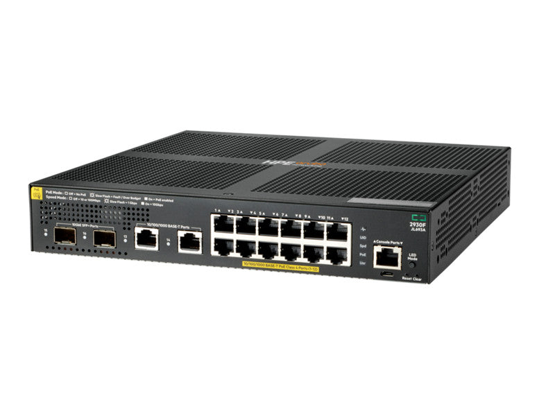 HPE Aruba 2930f 12g Poe+ 2G/2SFP+ L3 Gigabit Ethernet (10/100/1000) Ethernet (POE) 1U Negro