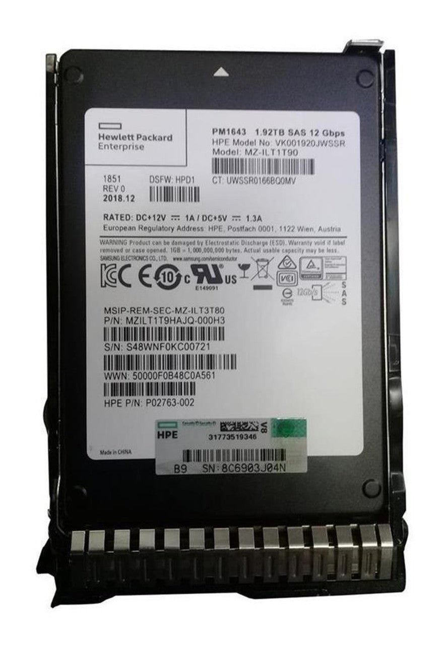 HPE 1.92 TB SSD SAS 2.5 SFF SS20K P08725-001