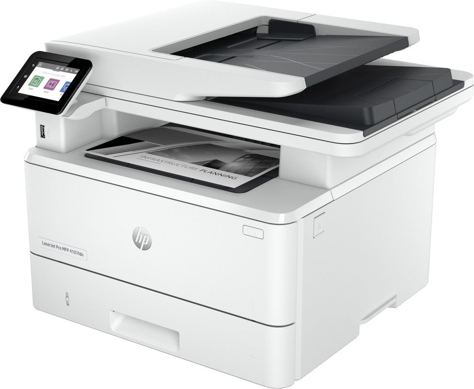 HP LaserJet Pro MFP 4102fdn printer, Zwart-wit, Printer voor Kleine en middelgrote ondernemingen, Printen, kopiëren, scannen, faxen, Geschikt voor Instant Ink; printen vanaf telefoon of tablet; Automatische documentinvoer; Dubbelzijdig printen 2Z623F#B19