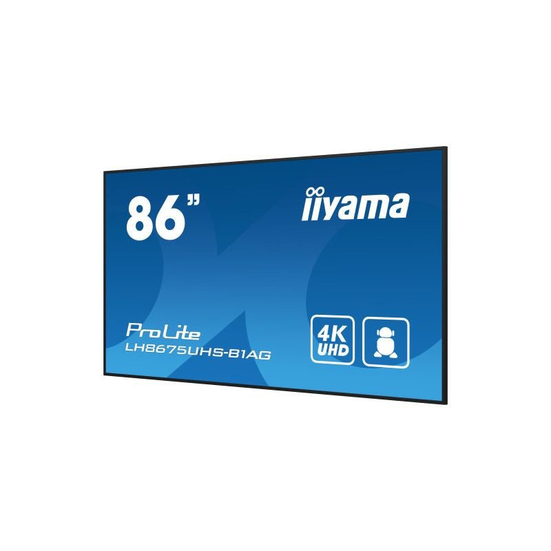 iiyama LH8675UHS - B1AG beeldkrant Digitale signage flatscreen 2,17 m (85.6") LCD Wifi 500 cd/m² 4K Ultra HD Zwart Type processor Android 11 24/7 LH8675UHS - B1AG - Compridis