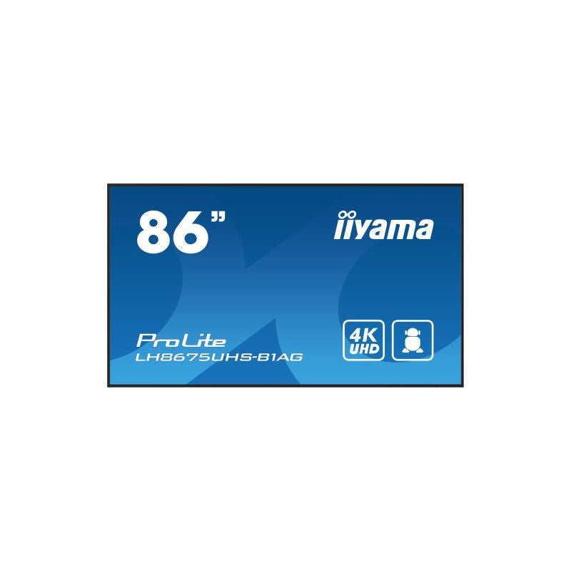 iiyama LH8675UHS - B1AG beeldkrant Digitale signage flatscreen 2,17 m (85.6") LCD Wifi 500 cd/m² 4K Ultra HD Zwart Type processor Android 11 24/7 LH8675UHS - B1AG - Compridis