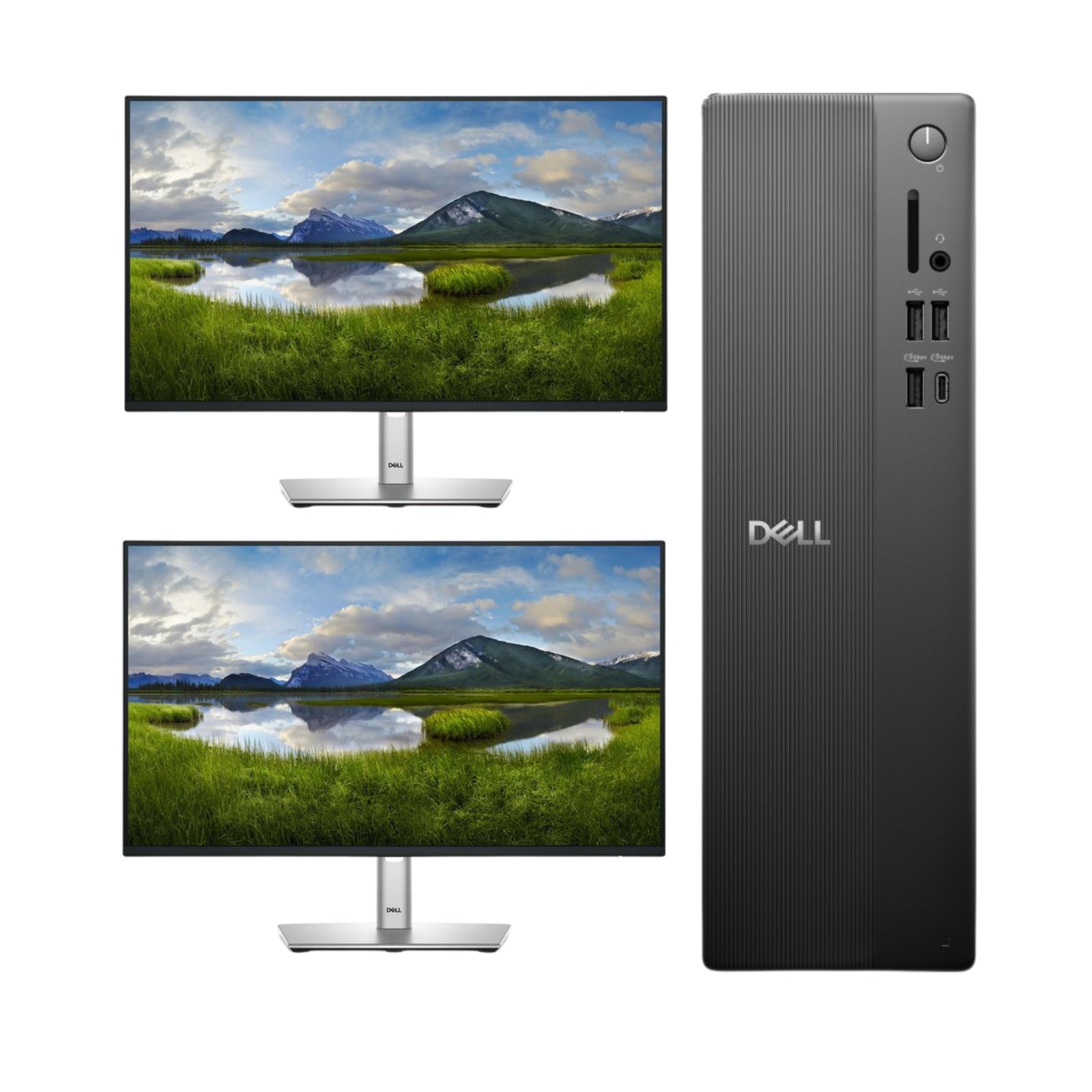 DELL Slim ECS1250 con Doble Monitor DELL de 24" Bundle